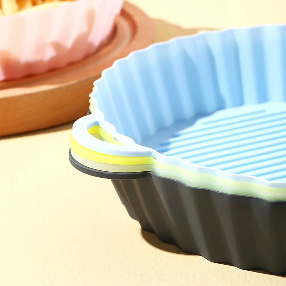 Silicone Air Fryer Oven Baking Tray Fried Chicken Basket Mat Silicone Pot Round Square Replacement Grill Pan Accessories