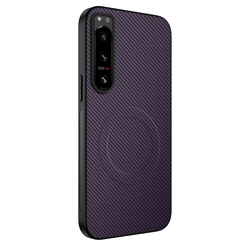 Carbon Fiber Texture Magnetic Case with MagSafe and Wireless Charging Compatibility - Matte Shockproof Soft Cover