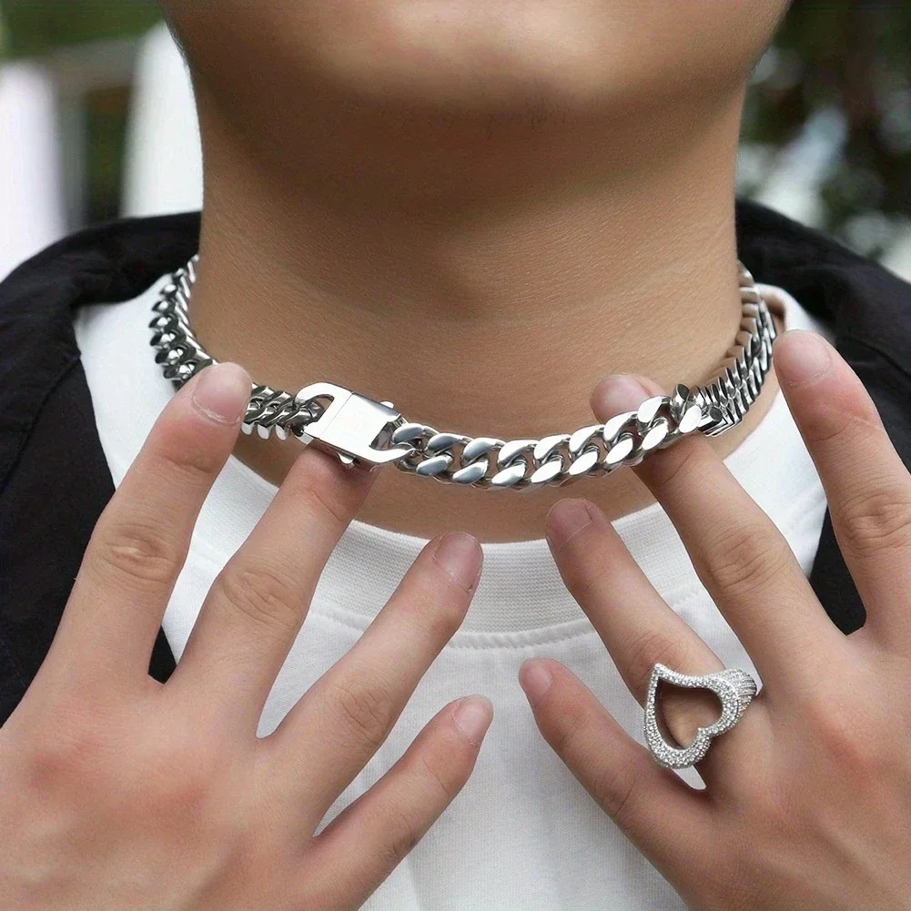 316 Stainless Steel Plated 18k Gold 8.10.12mm Encrypted Cuban Chain Rap Hip Hop Men Women Bracelet Necklace Accessories