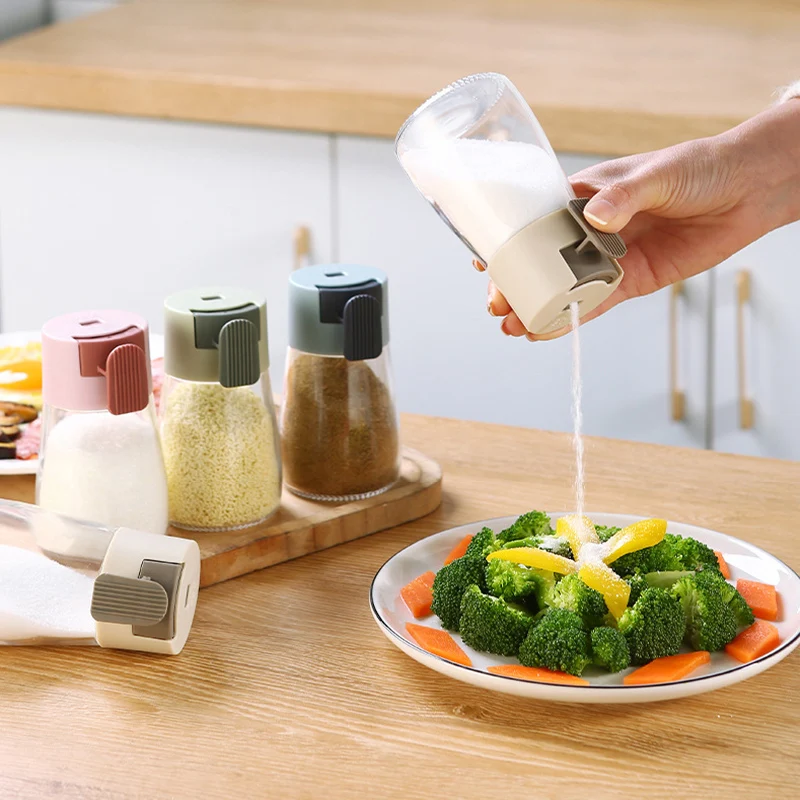 

Creative Seasoning Shaker Push Type Spice Dispenser Salt Jar Conical Glass Spice Shaker Bottle Kitchen Supplies