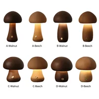 Cute Mushroom LED Night Light Wooden Bedside Table Lamp with Touch Switch Room Decoration High-level Environmental Mushroom Lamp 1
