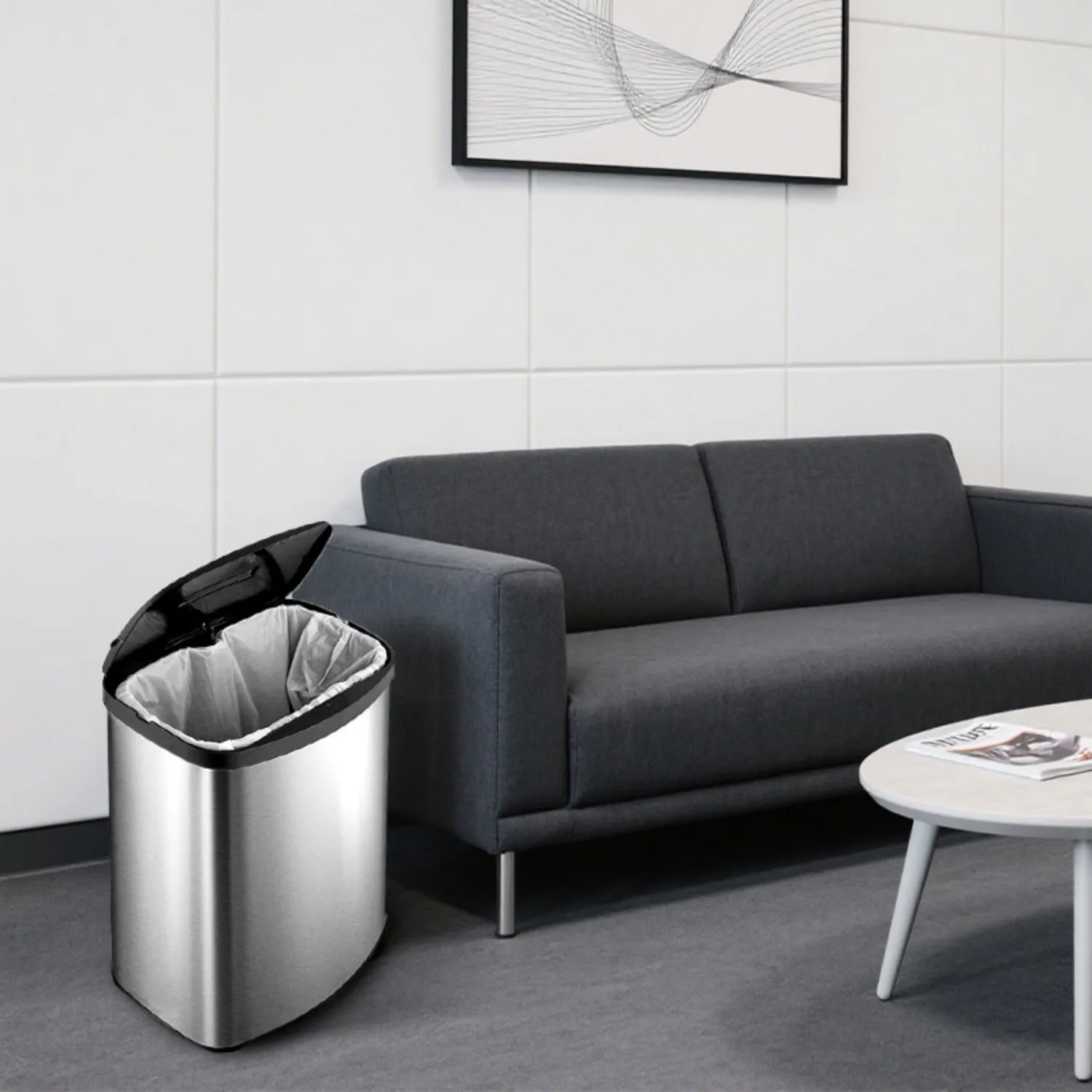Smart trash can open lid
