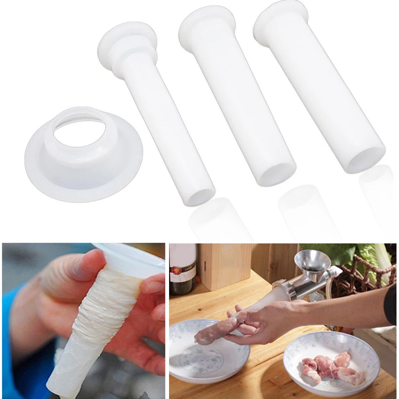 3pcs/set Meat Grinder Sausage Stuffer Filling Tubes DIY Sausage Maker Funnels Nozzles with 1PC 5.7cm Base Kitchen Tools sausage stuffing machine