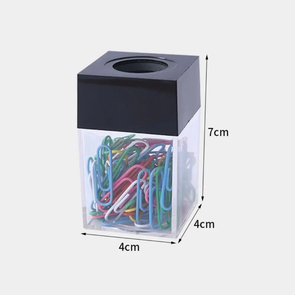 Stationery Organizer Stationery Storage Box Transparent Paper Clip Storage Box Clips Dispenser Magnetic Absorption Box Paperclip Holder Portable Office Supplies