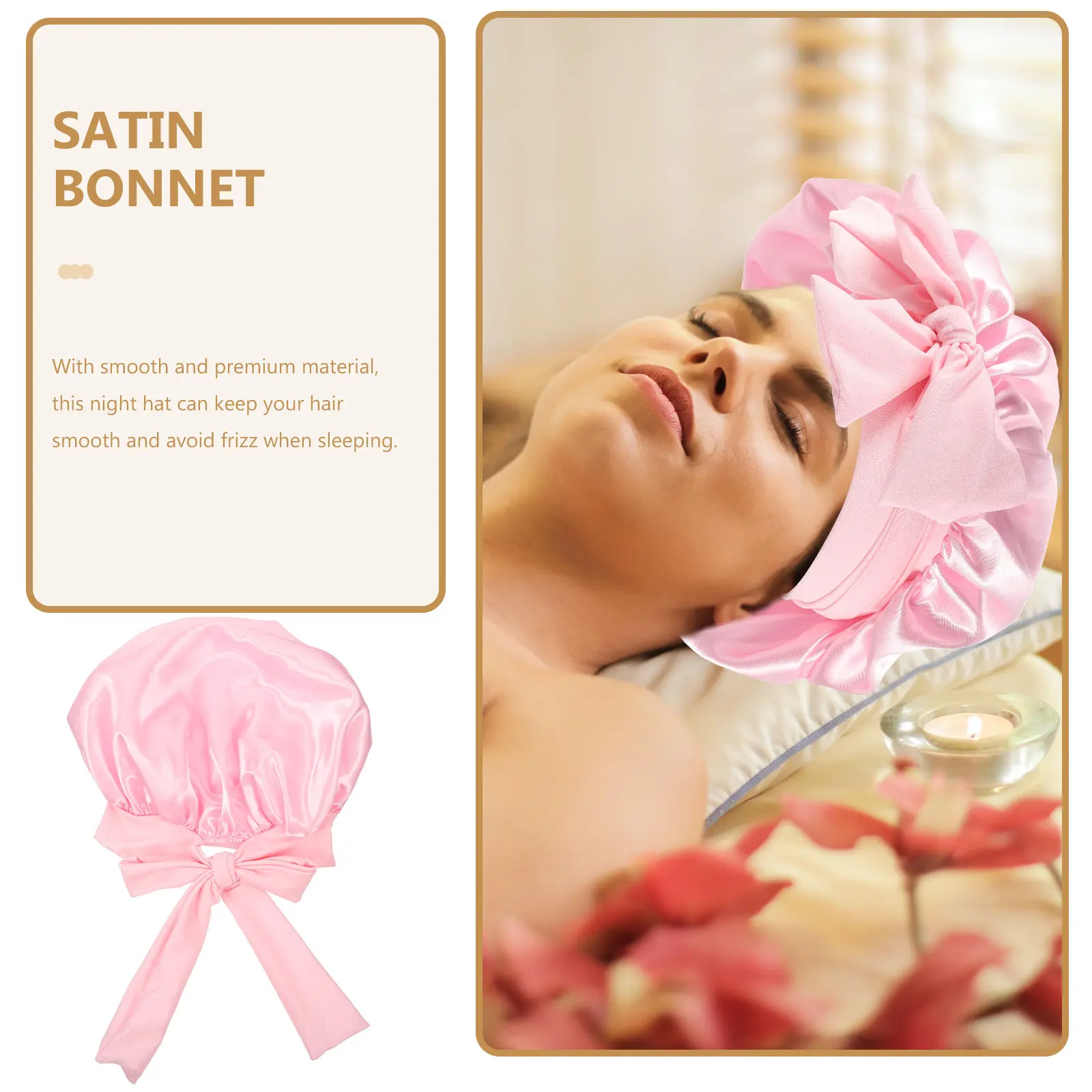탄력있는 수면 보닛 새틴 헤어캡 대형 여성 나이트 모자 부드럽고 편안한 리본 수면 모자 헤어 케어 메이크업 얼굴용