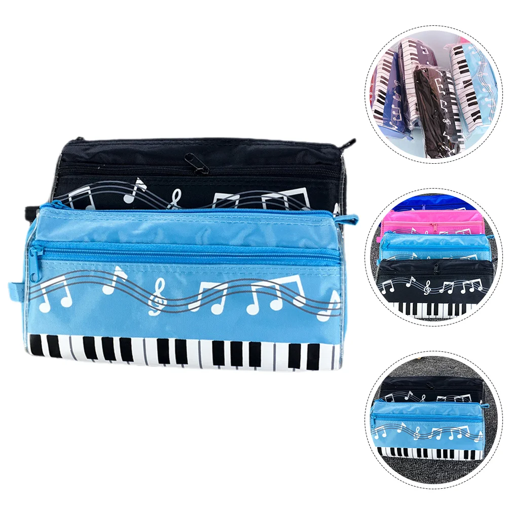 

2 Pcs Pencil Pouch Bag Piano Pattern Pouch Holder Music Note Polyester Storage Child