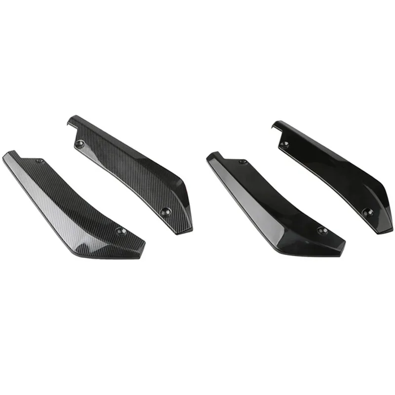 Universal Car Rear Bumper Lip Diffuser Splitter Spoiler Protector, Black Carbon Fiber Finish (Set of 2)