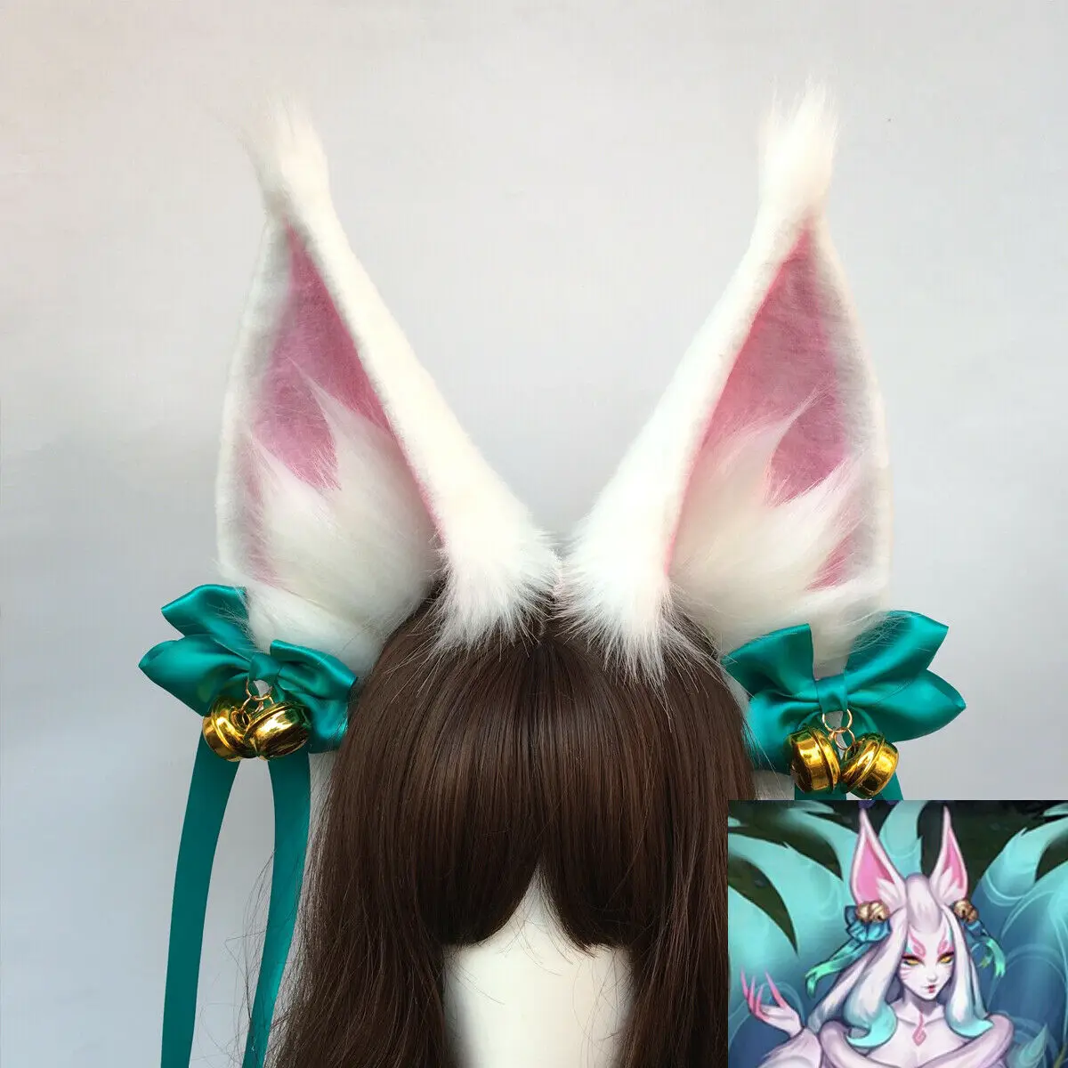 

Lovely Halloween LOL The Spirit Blossom Ahri's Cosplay DIY White Fox Ears Hairhoop Hairbands Headwear For Costume Accessories