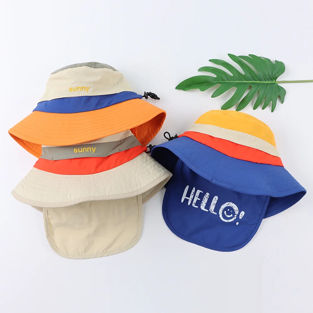 

Baby Girls Panama Hat Summer Children Beach Hat Neck Flap Cartoon Kids Girls Sun Cap for Girls Summer Wide Brim Cap for Kids Boy