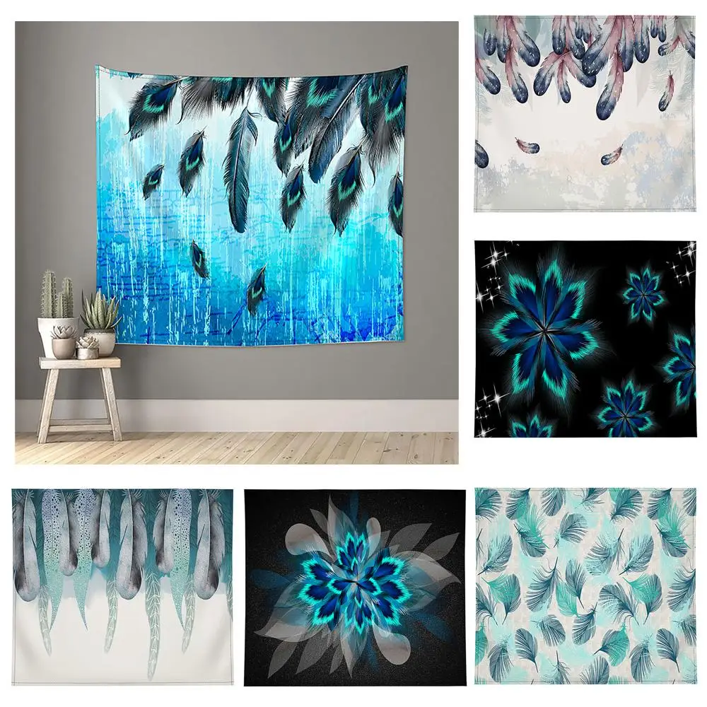 

Camping Mat Tablecloth Home Decor Tapestry Boho Feather Wall Living Room Bedroom Backdrop