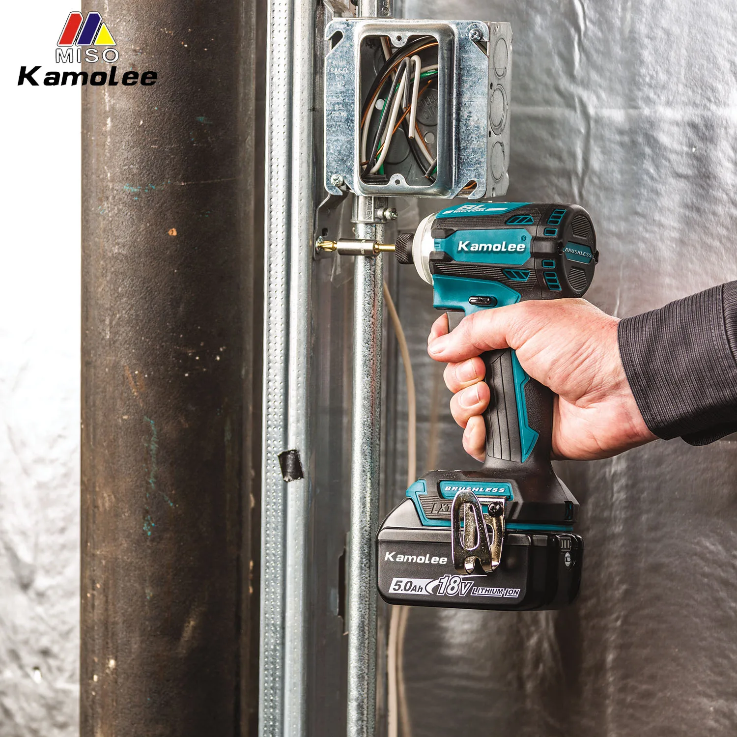 Kamolee 588N.m 18V LXT® Lithium‑Ion Brushless Cordless 1/4'' Quick‑Shift Mode™ 5‑Speed Impact Driver With 3 LED Light