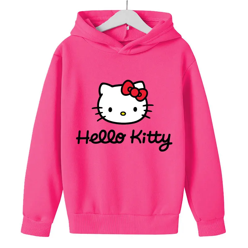 hoodie for baby boy Hello-Kitty-Cat Cute hoodie Boys Girls fashion huggy wuggy sweatshirt spring and autumn model Horror Clothes Long Sleeve 4-14Yrs sweatshirt kid from vine