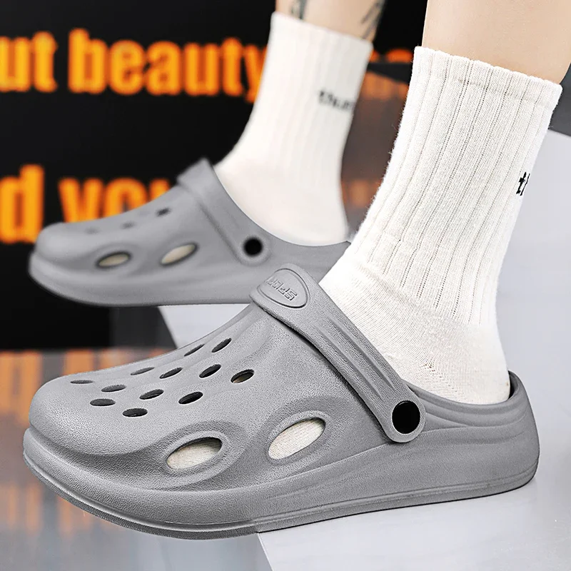 

Сандалии мужские с нескользящей подошвой, удобные садовые водонепроницаемые, уличная дышащая Повседневная пляжная обувь, Тапочки