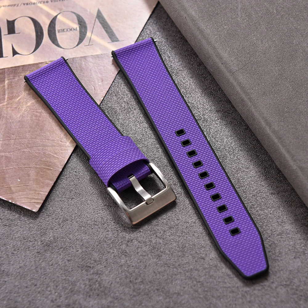 Hochwertiges Uhrenarmband mit FKM-Textur, Schnellverschluss, FKM-Gummi + FKM-Hybrid-Uhrenarmband, 18–19–20–21–22–24 mm, für Taucheruhren – Detail 10