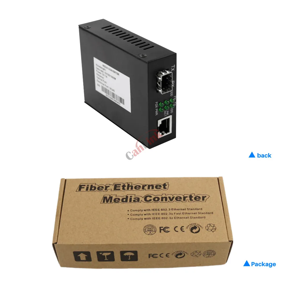 1pair Gigabit Media Converter SFP Transceiver Module 20KM 1000Mbps Fast Ethernet RJ45 To Fiber Optic 1sfp 1E Switch 1 Port LC