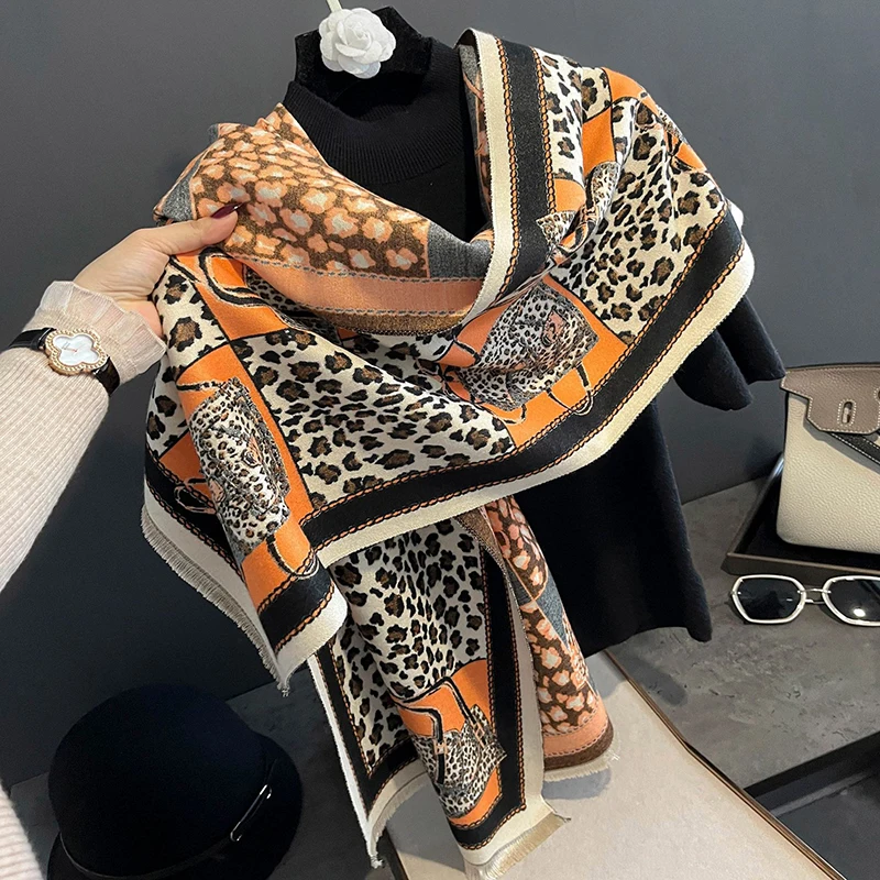 

Winter Cashmere Scarf Lady Design Luxury Brand Warm Pashmina Blanket Wraps Women Shawl Female Decoration Thick Foulard