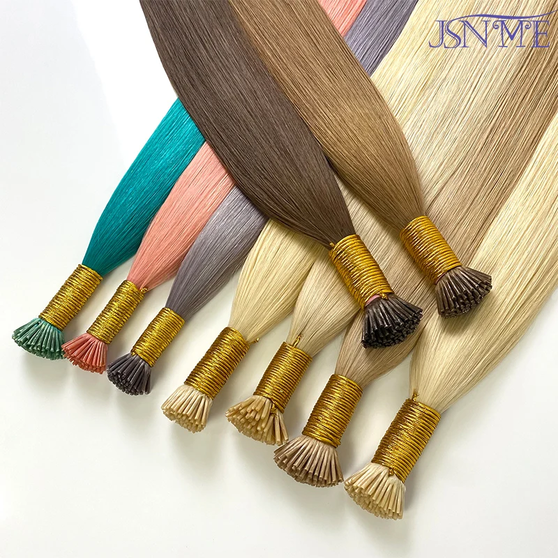 JSNME High Quality I Tip Real Human Hair Extensions Keratin Natural Hair Extension Straight Pre Bonded Stick Tip 1g/Strand