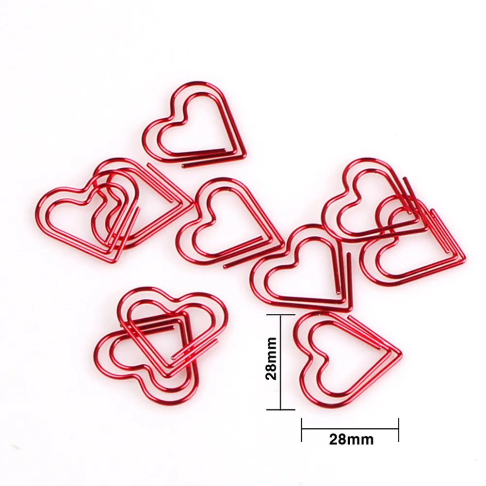 Paperclip Love Heart Paper Clips Marking Bookmark Pin Stationery Office Accessories(Red) paper clip love heart bookmark special shaped metal paperclip office supplies cute paper clips decorative rose gold stationery