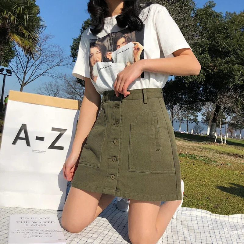 S-5XL Women's Solid Denim A-Line Skirt Preppy Style Plus Size Korean Female Fall Fashion Sexy Thin A Hip Skirt 2023 New Summer