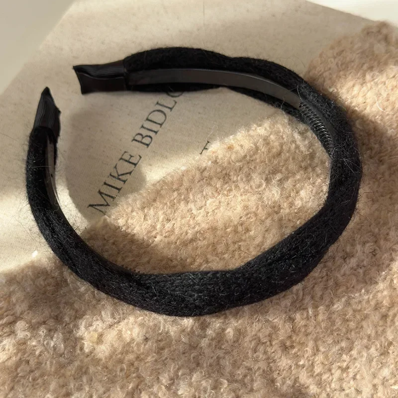 Herbst FRÜHLING Retro Gestrickte Weben Twist Stirnbänder Plüsch Mit Zähnen Nicht-slip Solide Haarband Womans Mädchen Mode Elegante Haar hoop – Detail 13