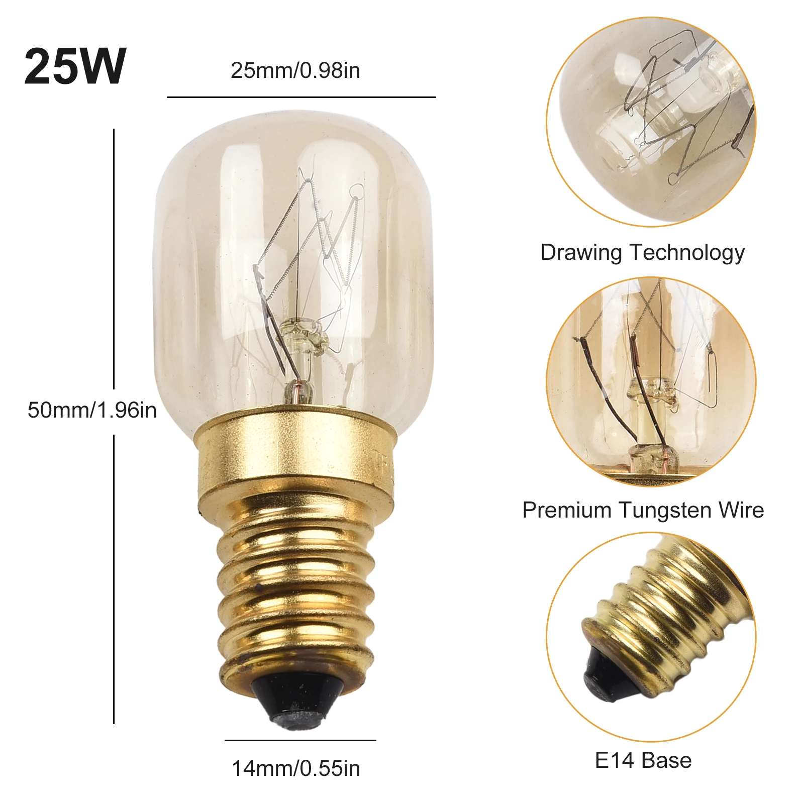 Set of 4 E14 25W Vintage Incandescent Salt Lamp Light Bulbs 240V