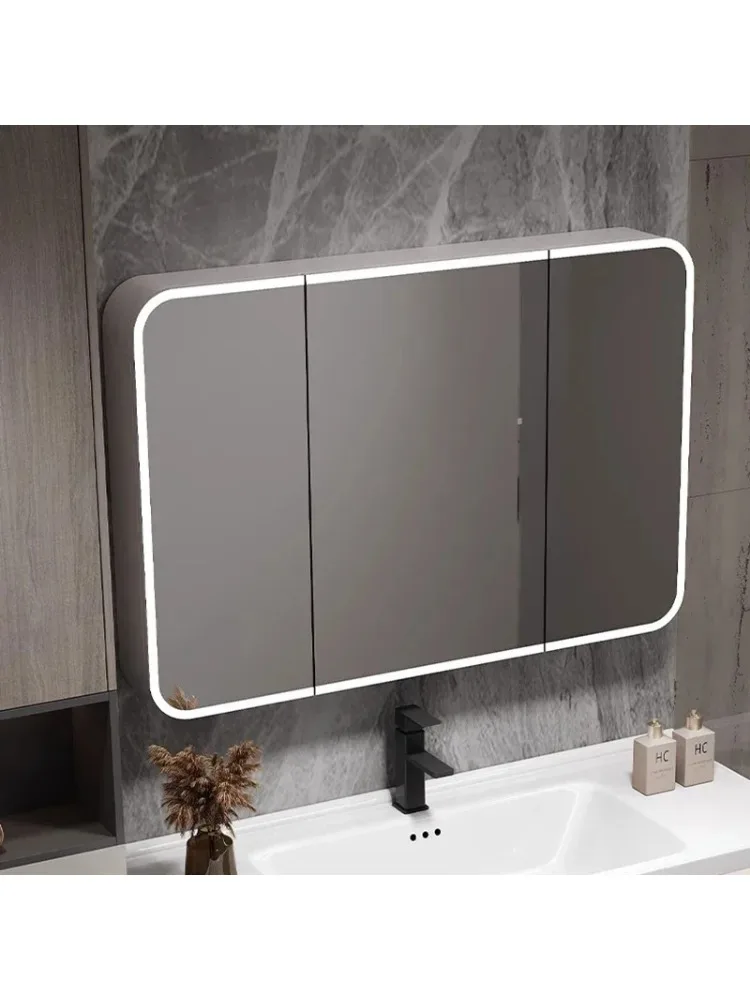 Smart Bathroom Mirror Cabinet Wall-mounted Aluminum Induction Light Storage Mirror Cabinet Simple Home Furniture
