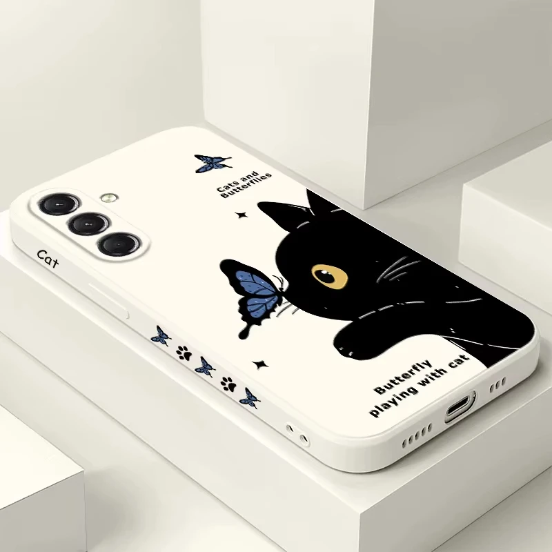 Elegant Cat and Butterfly Design Phone Case