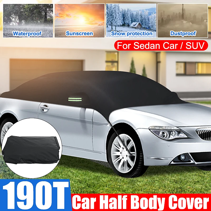 UniversalHalfCarCoverSunUvSnowDustRainResistantDurableCovers