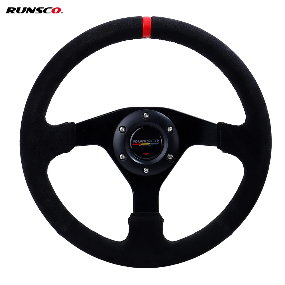 Volante Da 12.6 Pollici In Pelle Scamosciata Da Corsa Drift Pc Sim Gioco Volante Telaio Di Controllo In Alluminio 6061-T6 Pcd = 70Mm