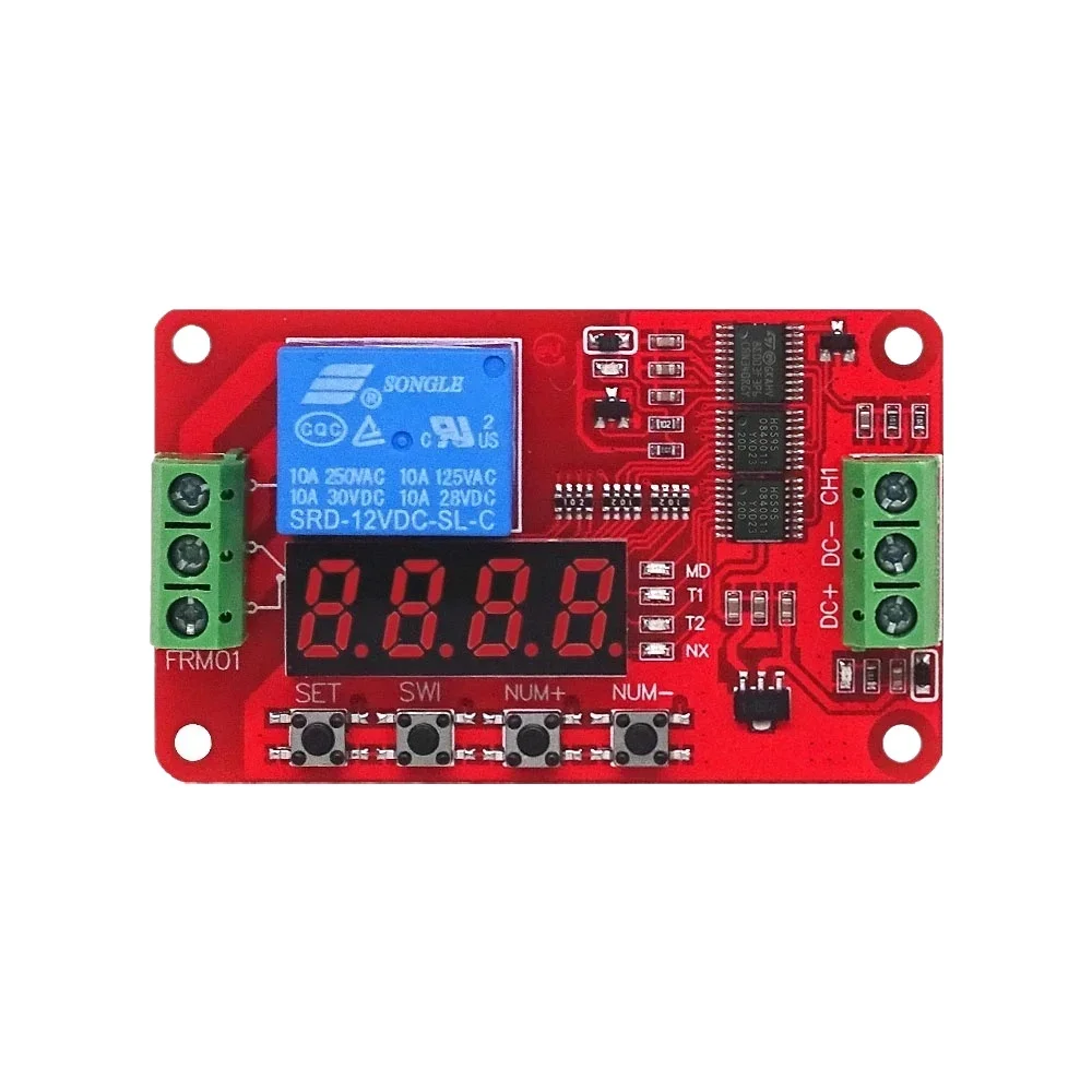 FRM01 LED Digital Time Delay Relay DC 12V 1CH Multifunction Timer Relay ...