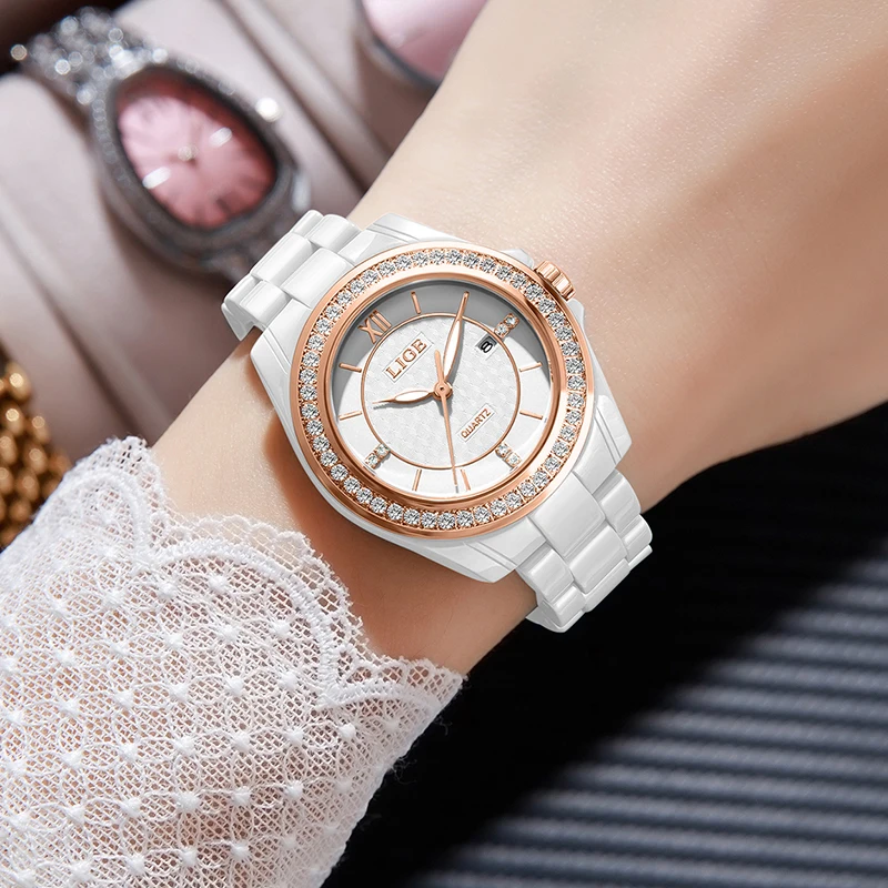 LIGE Ladies Luminous Watches Casual Sports Waterproof Calendar Quartz Wrist Watch For Women Simple Elegant Bracelet Watch Women