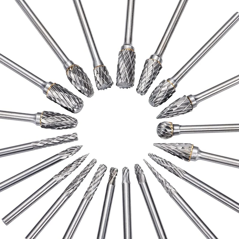 

Карбидный Двойной резак для гравировальной дрели Dremel, вращающийся инструмент, набор из 20 вращающихся заусенцев