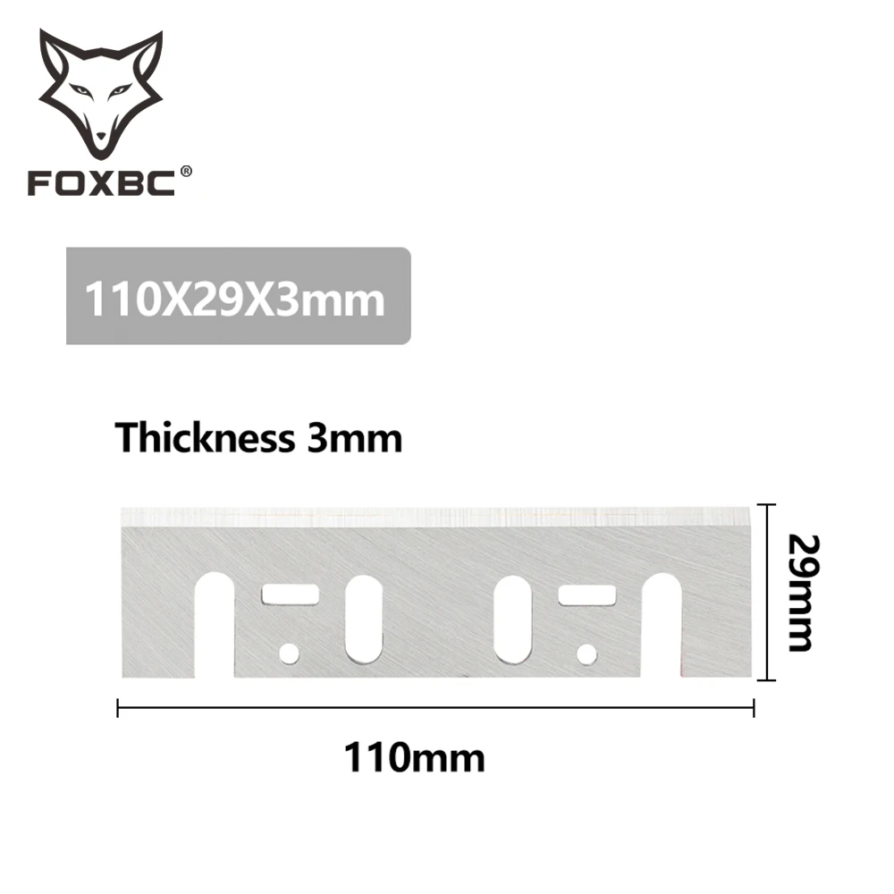 FOXBC 110mm HSS Planer Blade 110mm x 29mm x 3mm for interskol R-110/p110-01 Planer Knife Tool 4PCS woodworking tools planer blades