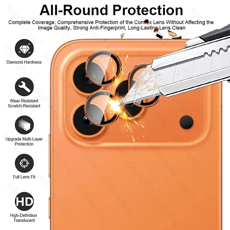 Premium Aluminum Alloy Camera Protector Cap with Tempered Glass Lens Cover
