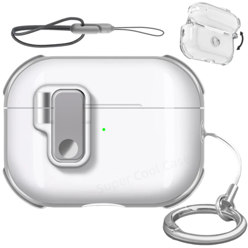 Transparent TPU Earphone Case with Secure Lock and Lanyard