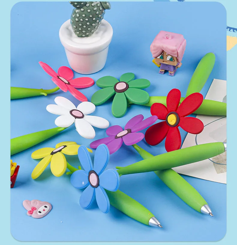 Lytwtw's-Topfpflanzen-Sonnenblumen-Kugelschreiber, süßes Kawaii-Briefpapier, Büro, Schulbedarf, kreatives Geschenk, lustig, 1-teilig – Detail 6