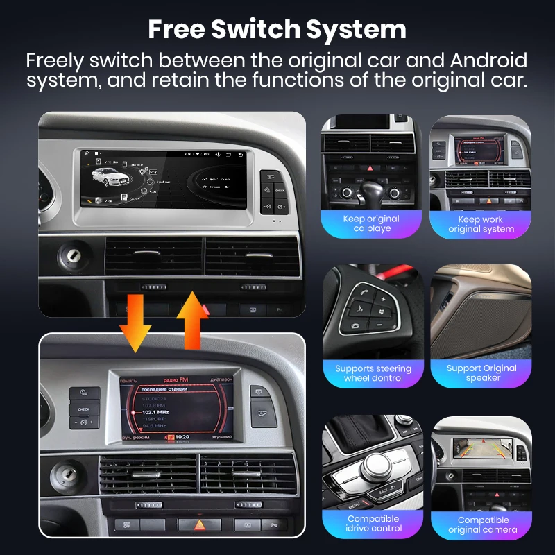 Junsun 8,8 pulgadas inalámbrico CarPlay Andorid Auto Radio Multimedia para Audi A6 C6 4F 2005-2011 MMI 2G 3G GPS navegación estéreo 3