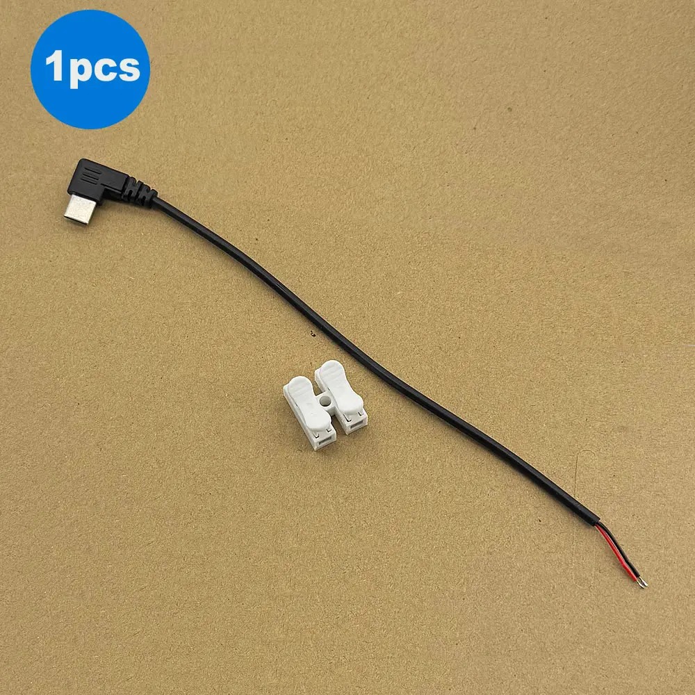 ตัวเลือกสินค้า สายไฟ USB C เป็น 2 พินแบบปลายเปิด สายไฟ USB Type C ชาย 90 องศา สายพิกเทล 2 พิน สำหรับสาย DIY USB Type C 5V