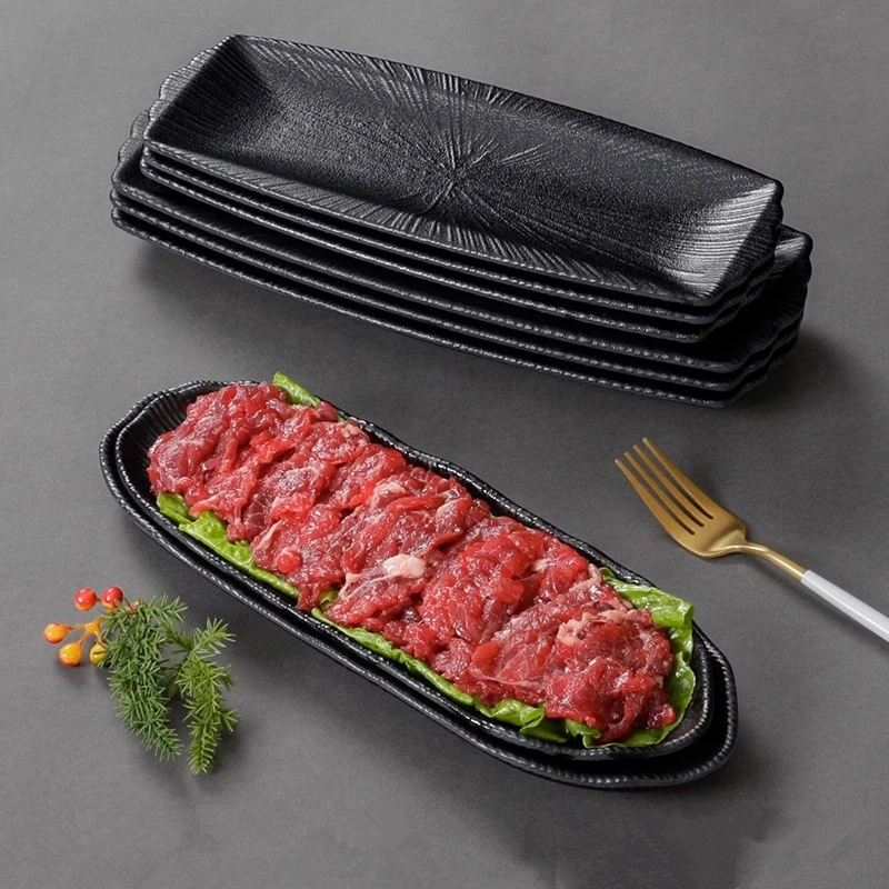 Rectangular Melamine Dinner Plate Home Thickened Food Tray Multifunctional Non-slip Hot Pot Side Dish Pan Kitchen Storage Tools 2