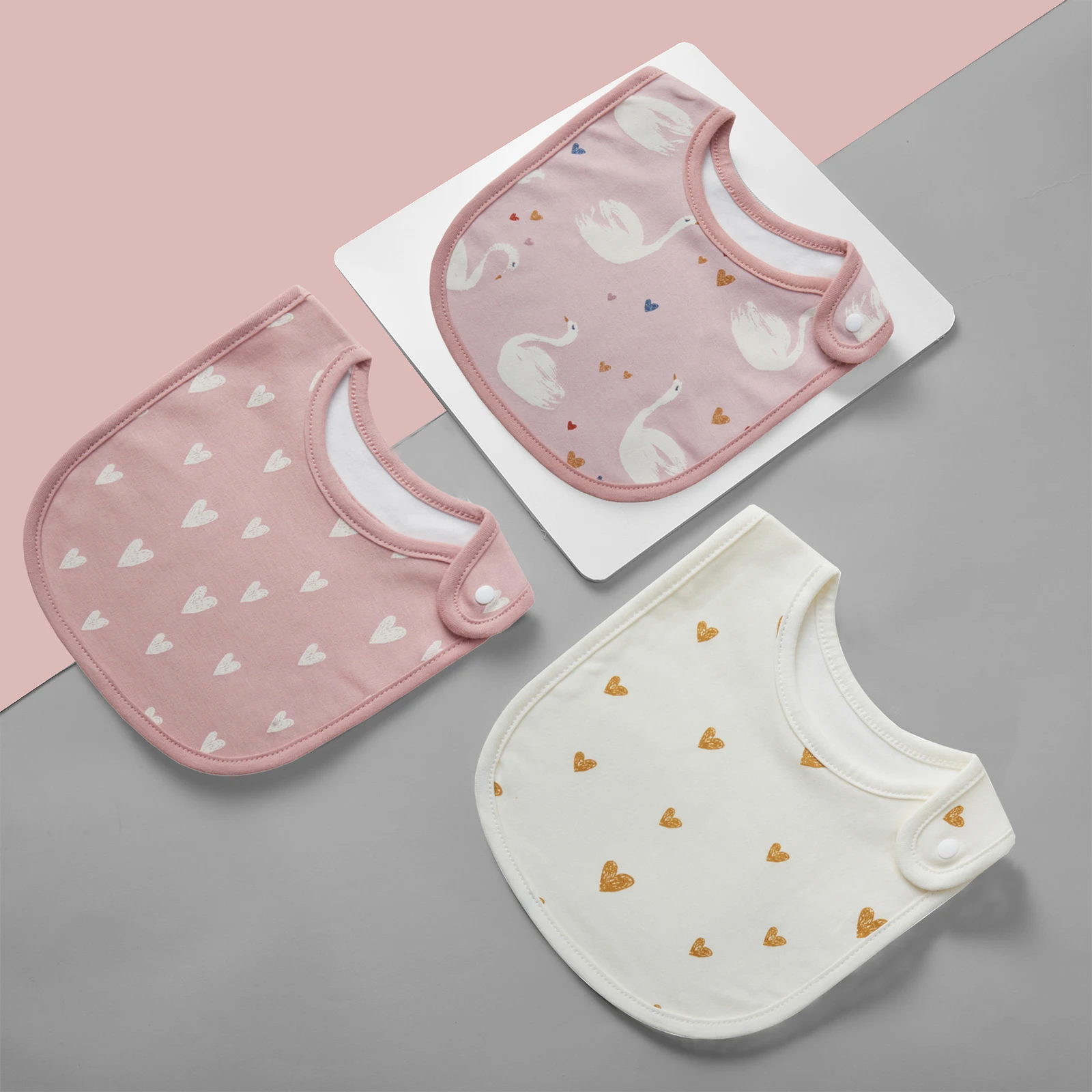 Set of 3 Waterproof Cartoon Baby Bibs and Burp Cloths