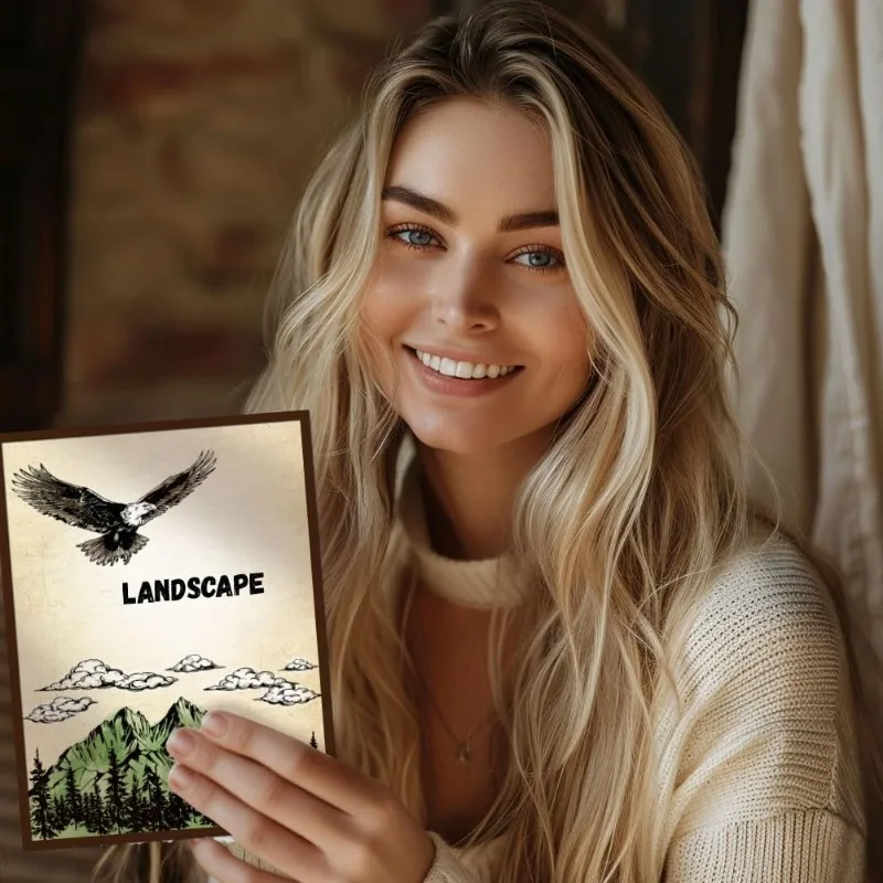 1Sheet Eagle Landscape Clear Stamps Mountain Peak Forest Scenery Silicone Clear Stamp Seals Leaves Clouds Transparent Stamps