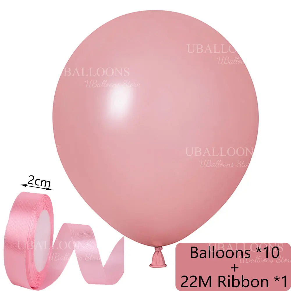 Elegant Pastel Pink Balloon Set with Satin Ribbon - Pack of 10 for Celebrations and Decor