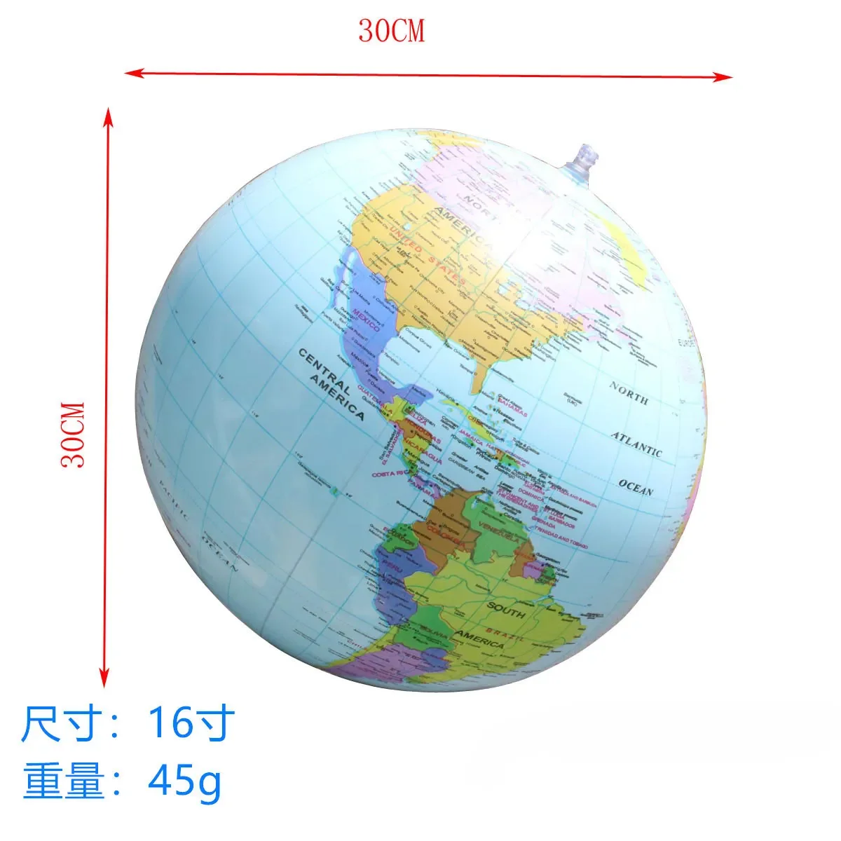 30cm Inflatable World Globe Earth Teaching Geography Map Beach Ball Kids Toy