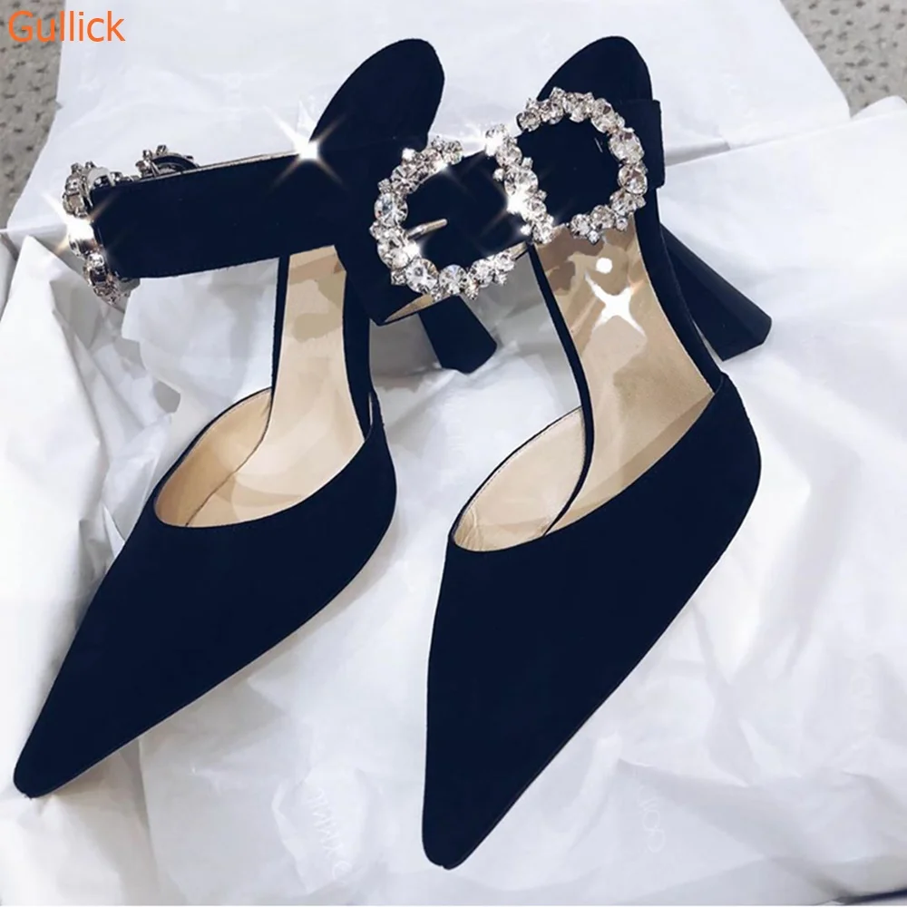 

Crystal Bling Bling Sandals Pointed Toe High Heels Ankle Strap Stiletto Heel Glitter Shoes Women Career Dress Sexy Shiny Sandals