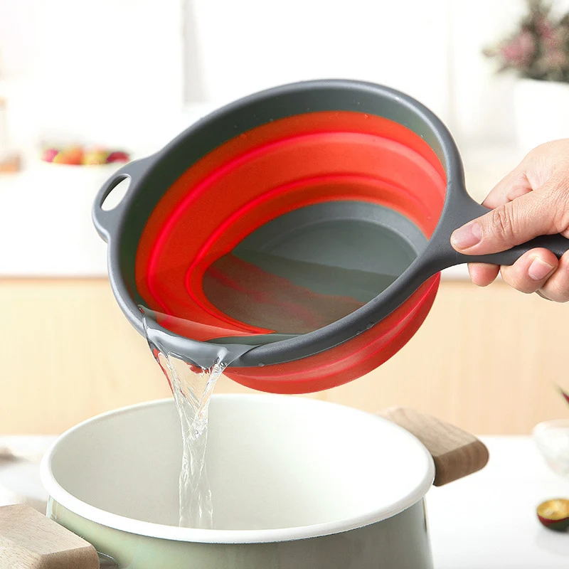 Foldable Silicone Water Scoops Collapsible Long Handle Water Spoon Kitchen Tools 1400ml