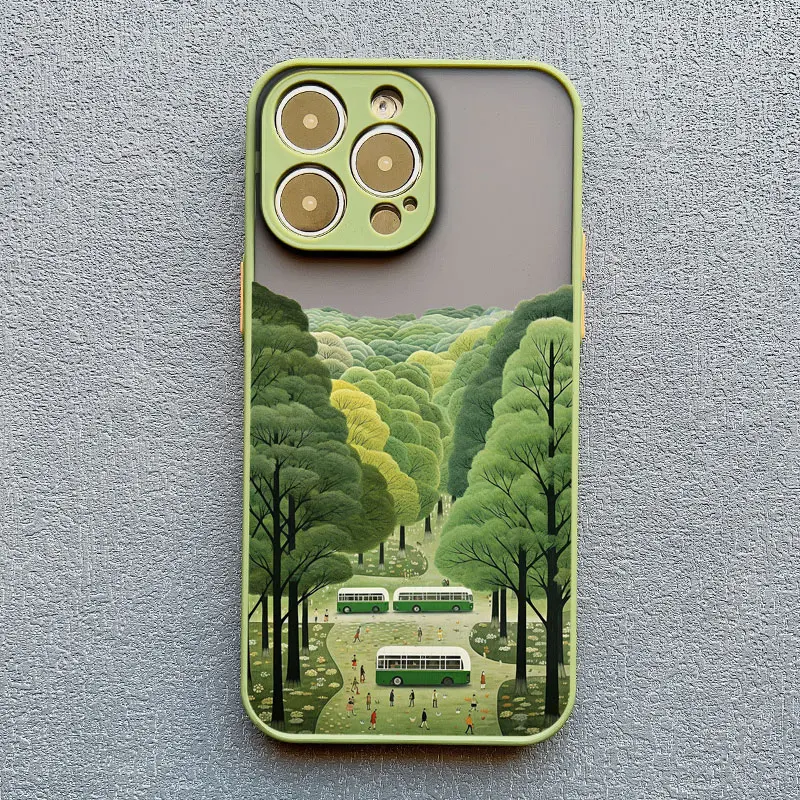 Bergwald-Landschaft Autobahn Bus Handyhülle für iPhone 17 16 13 12 Mini 11 Pro Max 15 14 Pro Max Plus XR XS X Rückseite – Detail 5