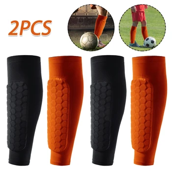 2pcs Honeycomb Football Shin Guard Pads Outdoor Running Basketball Soccer Calf Protective Shield Sleeves Sports Gear ﻿ 1