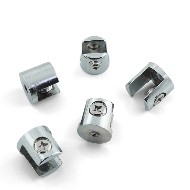 10pcs Glass Clamp Glass Plated Brackets Zinc Clips Holder Satnds Support Bracket Clamps For 6-8mm Cabinet Shelf Support Plates 4