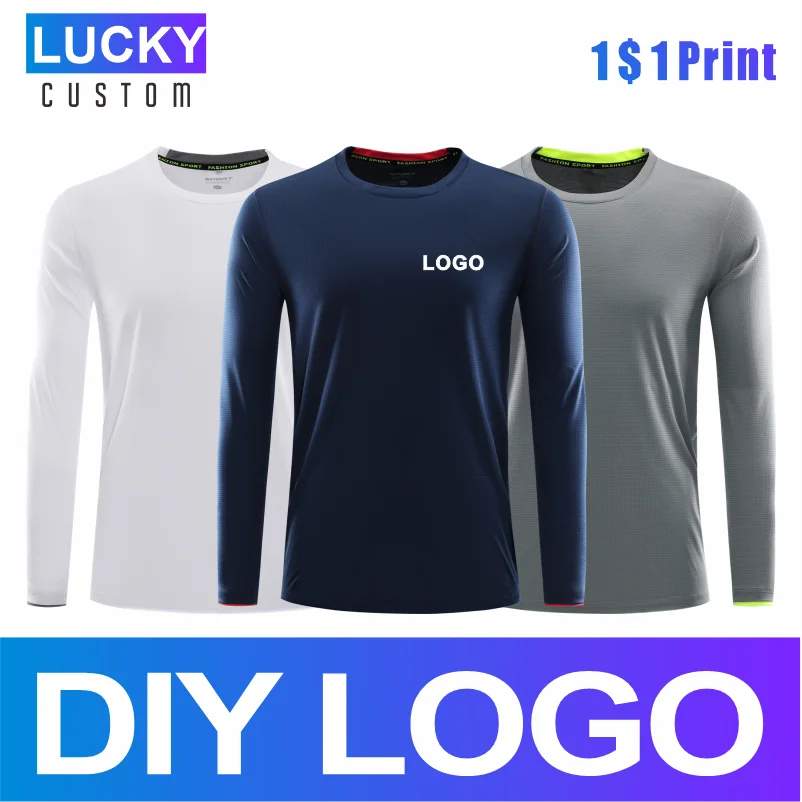 

Men's Long-sleeved Running Wear Breathable Sports T-shirt Mass Customization Printing Embroidery Logo Quick-drying Top 6xl