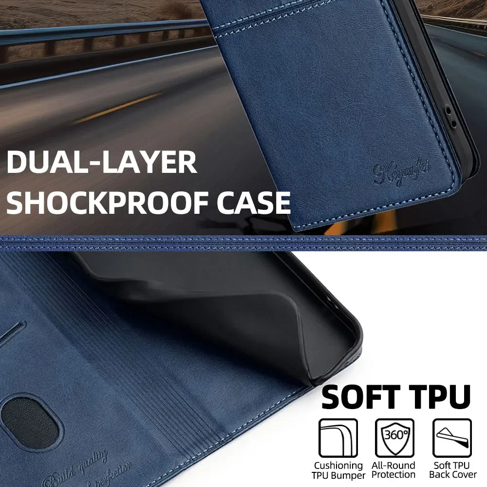 Classic Magnetic Flip Case with Card Slots and Book Cover Design